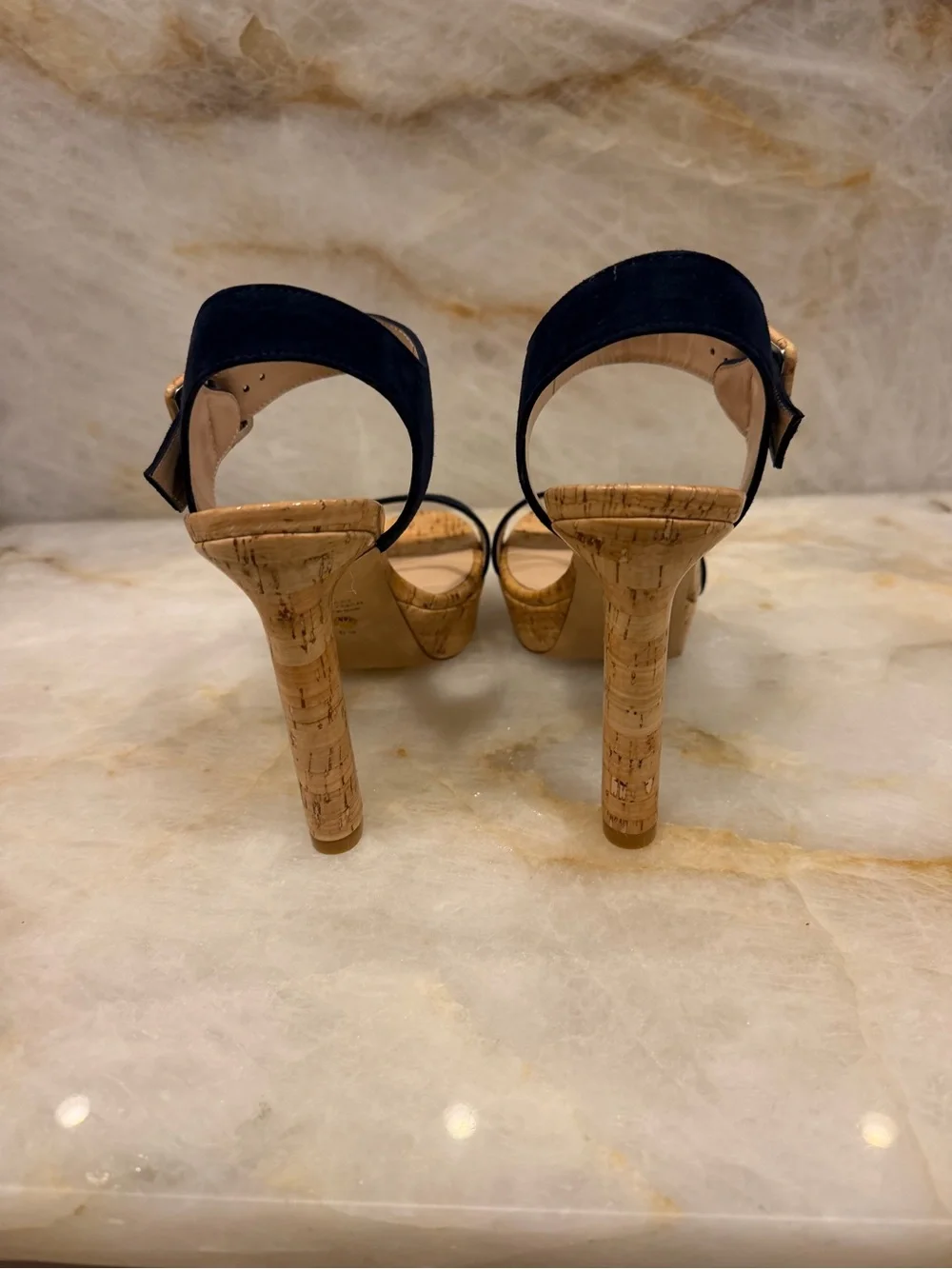 Stuart Weitzman Suede Cork Sandals